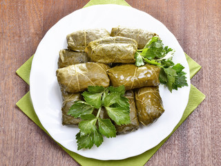  Sarma (grape vine leaves, stuffed with rice),a traditional mediterranean dish
