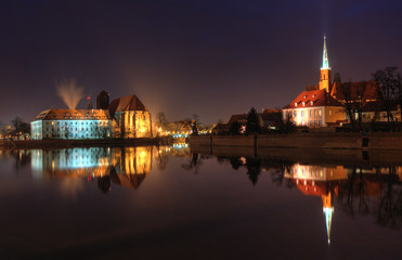 Wrocław Ostrów Tumski nocą