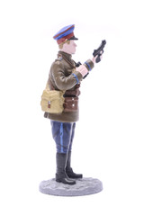 Tin Soldier with a gun and binoculars isolated on white