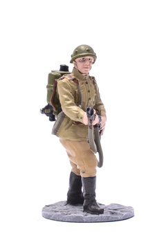 Tin Soldier USSR infantryman isolated on white