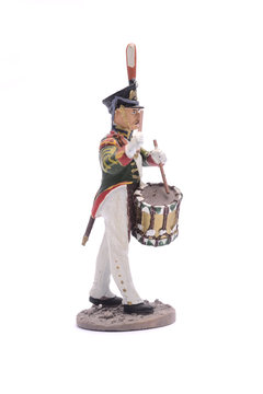 tin soldier Drummer Simbirsk Infantry Regiment, 1812 Isolated on