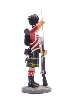tin soldier squaddie Regiment of Scotland 1815 Isolated on white