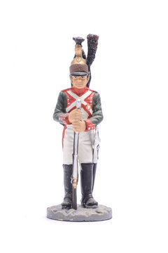 tin soldier of the 25th Dragoon Regiment, 1810Isolated on white