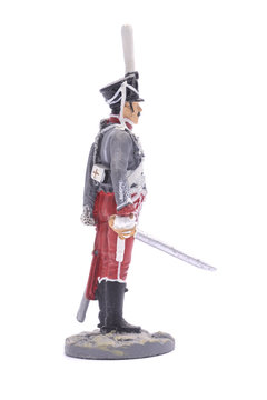 tin soldier Ober-officer of the Sumy Hussars, 1812 Isolated on w