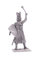 tin soldier medieval knight  isolated on white