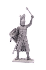 tin soldier medieval knight  isolated on white