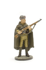 Tin Soldier USSR infantryman in winter form isolated on white
