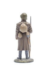 Tin Soldier USSR infantryman in a helmet isolated on white