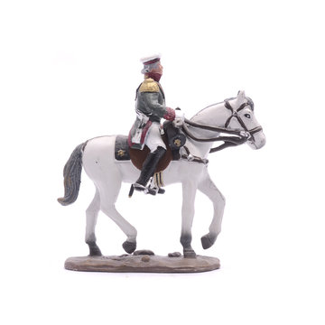 tin soldier Alexander on horseback isolated on white