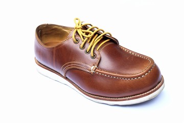 Leather man's shoes on whiye background
