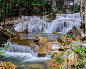 Fototapeta premium Phatad waterfall, Beautiful waterfall in Deep forest in Thailand.