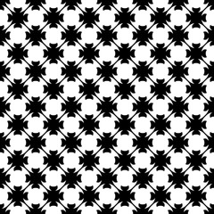 Vector monochrome seamless pattern. Abstract black & white geometric texture in oriental style, repeat tiles. Endless ornamental background, illustration of lattice. Design for prints, textile, decor