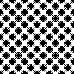 Vector monochrome seamless pattern. Abstract black & white geometric texture in oriental style, repeat tiles. Endless ornamental background, illustration of lattice. Design for prints, textile, decor
