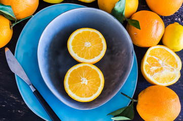 Organic food concept with orange fruits
