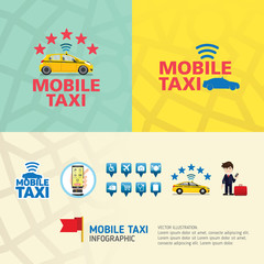 Public taxi service application. Mobile Taxi business service icons template. Can be used for workflow layout, banner, diagram, number options, web design.  iinspire to drive your business project.