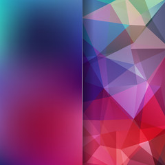 Polygonal vector background. Blur background. Can be used in cover design, book design, website background. Vector illustration. Pink, purple, blue, red colors.