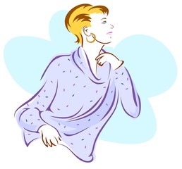 Stylized image of a woman wearing a soft, flowing sweater