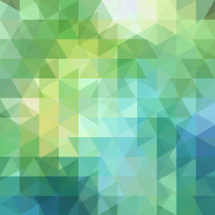 Background of geometric shapes. Abstract triangle geometrical background. Mosaic pattern. Vector EPS 10. Vector illustration. Yellow, green, blue colors.