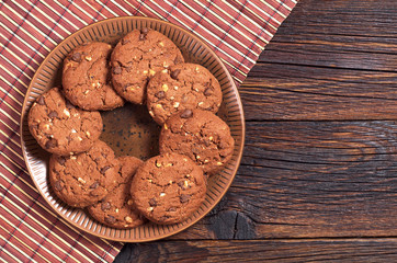 Chocolate cookies with nuts