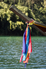Traditional colorful ribbons on thai long-tail boat - 132513004