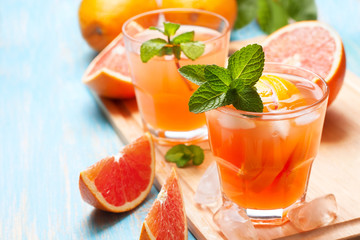 Pink cocktail with fresh grapefruit