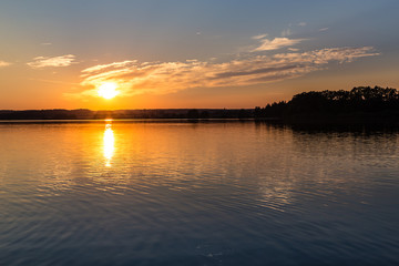 Fototapeta na wymiar Sunset Above Svet Lake - Trebon, Czech Republic