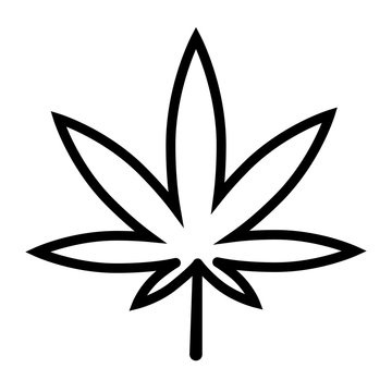 marijuana leaf icon with shadow on white background