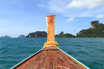 Traditional thai boat at the sea near Railay Beach, Krabi, Thailand - 132515045