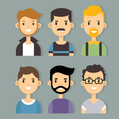 Fototapeta premium Vector set of stylish male characters in modern flat design.