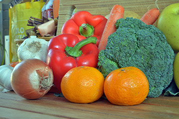 still life, frutta e verdura