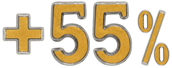 Percent benefits, plus 55 fifty five percent, numerals isolated