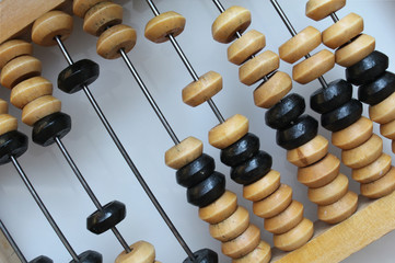Retro wooden abacus close up