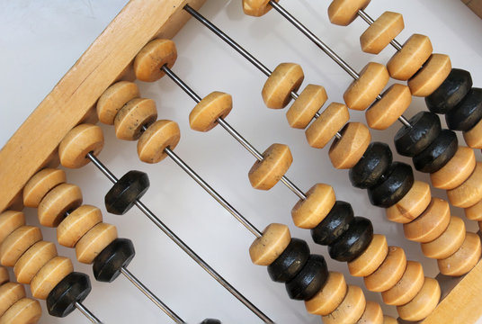 Retro wooden abacus close up