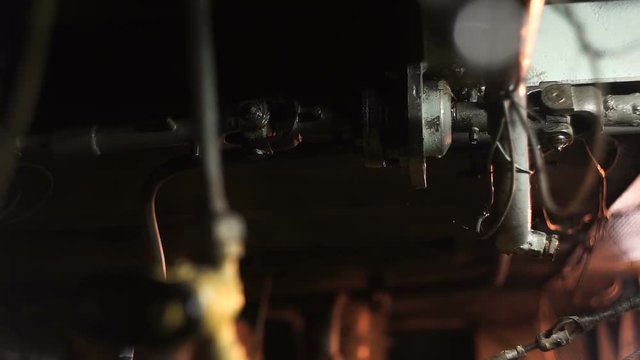 Steering shaft in the ship engine room hd