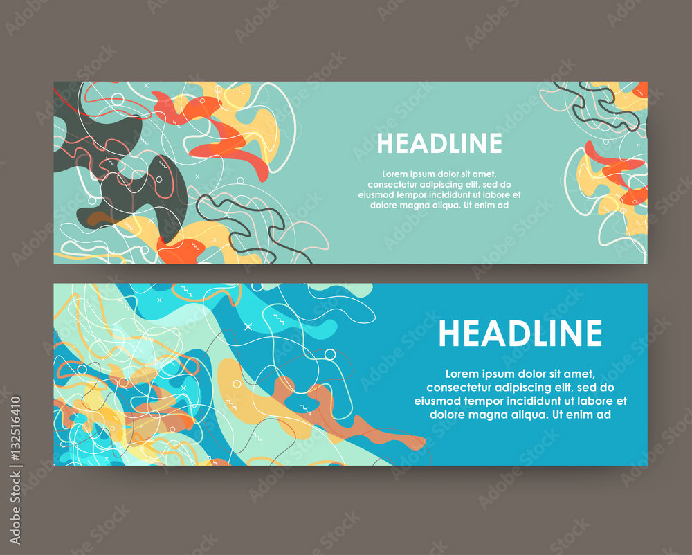 Aufkleber creative layout with spotted background. modern template with formless elements for web and print. s