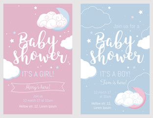 Fototapeta Baby shower set. Cute invitation cards for baby shower party. obraz