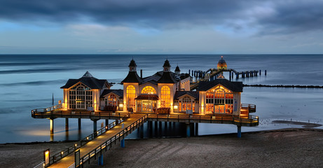 The Pier of Sellin at the Baltic Coast (Island Rugia, Germany) in dusk light
