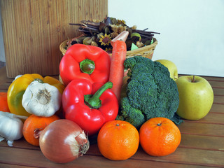 still life, frutta e verdura