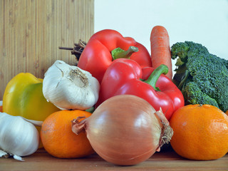 still life, frutta e verdura