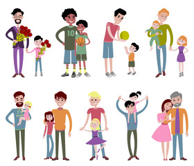 Father and kids together character vector.