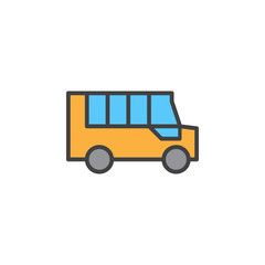 School bus line icon, filled outline vector sign, linear colorful pictogram isolated on white. Symbol, logo illustration