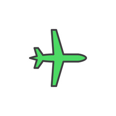Obraz premium Plane, aircraft line icon, filled outline vector sign, linear colorful pictogram isolated on white. Symbol, logo illustration