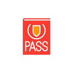 Passport, document icon vector, filled flat sign, solid colorful pictogram isolated on white. Symbol, logo illustration