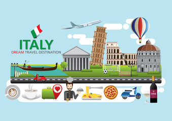Italy Travel destination concept, Travel design templates collection, Info graphic elements for traveling to Italy. 