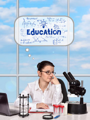 female scientist thinks