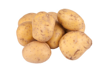 Fototapeta na wymiar ungekochte Kartoffeln auf weißem Hintergrund