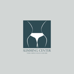 Slimming, wellness and sexy naked lady in bikini logo element