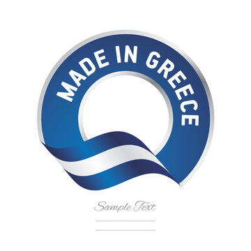 Made in Greece flag blue color label button banner