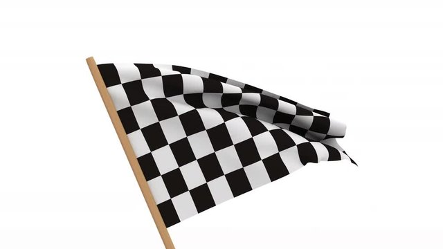 finishing checkered flag on white background. 3D image render