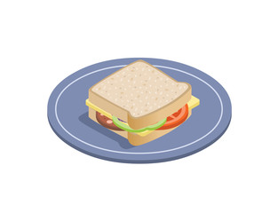 Vector isometric illustration of sandwich.